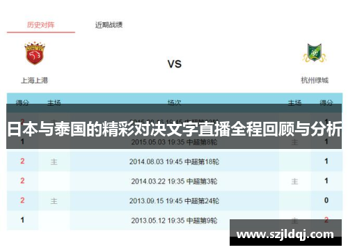 日本与泰国的精彩对决文字直播全程回顾与分析